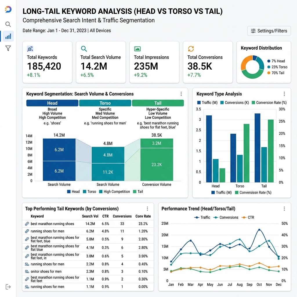 Long-Tail Keyword Analysis (Head vs Torso vs Tail)