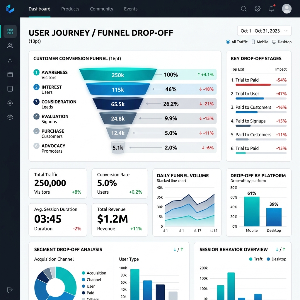 User Journey / Funnel Drop-off